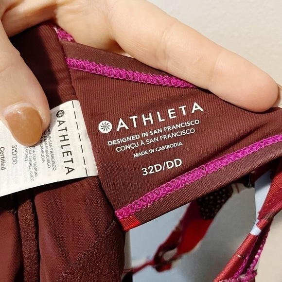 Athleta NEW Square Neck Bra Cup Tankini Swim Top Tropical Floral Print 32D/DD - Picture 10 of 13
